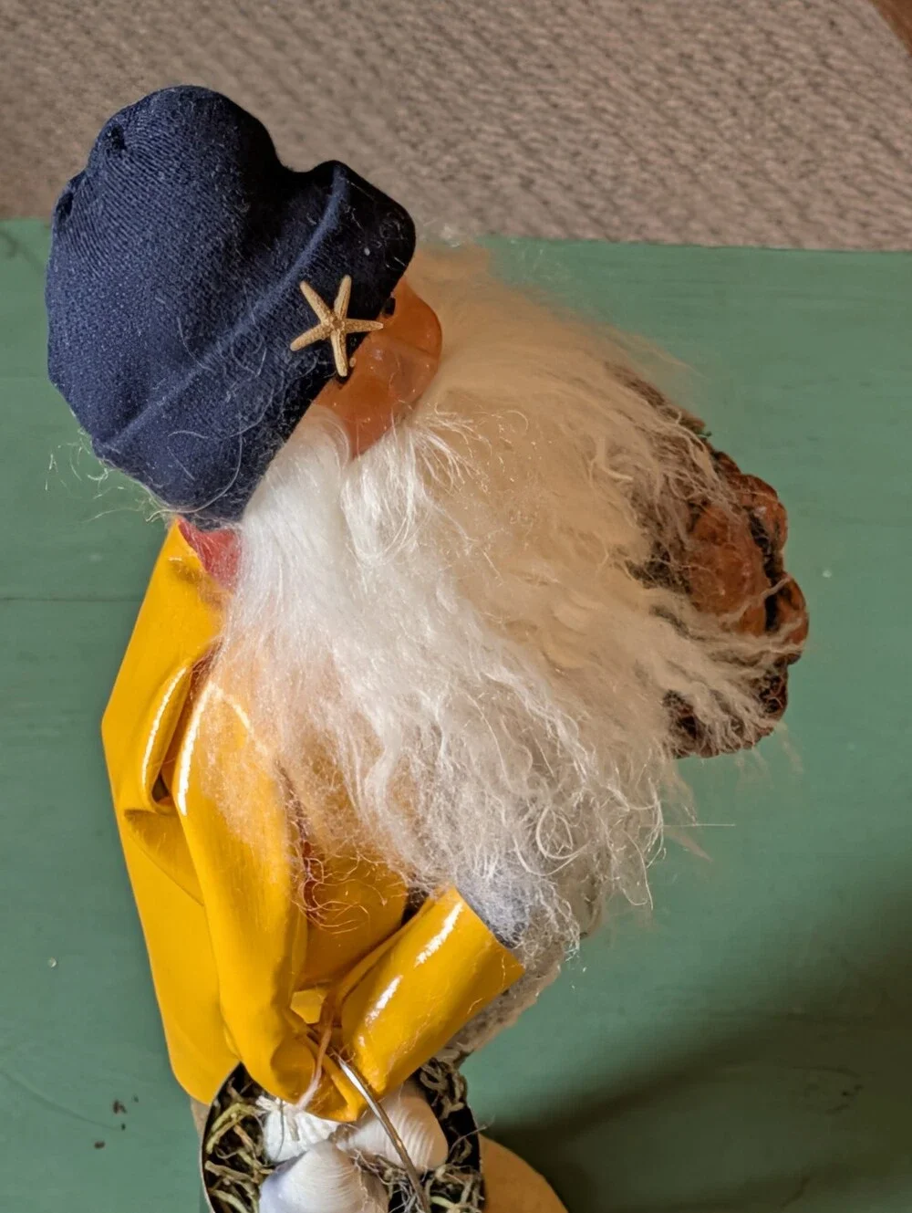 Byers' Choice Nautical Santa Yellow Slicker Crab Basket Signed Fisherman